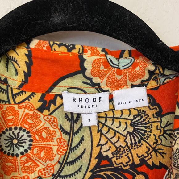 Rhode Resort Floral Maxi Shirt Dress Orange Small - Picture 2 of 6